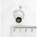 C925 Кольцо с фианитом дымчатым (под раухтопаз), 2,02 г, родиум, овал 14х10мм р-р 19