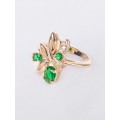 Кольцо с зеленым фианитом "лесная мелодия"