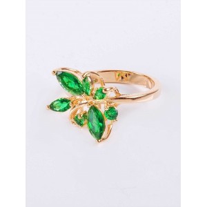 Кольцо с зеленым фианитом "цветочная бесконечность"