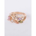 Кольцо с разноцветными фианитами "букет Венеры"