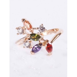 Кольцо с разноцветными фианитами "искристые лепестки"