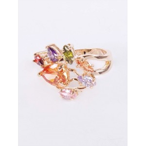 Кольцо с разноцветными фианитами "королевский сад"