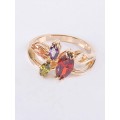 Кольцо с разноцветными фианитами "нерине"