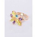 Кольцо с разноцветными фианитами "цветочная бесконечность"