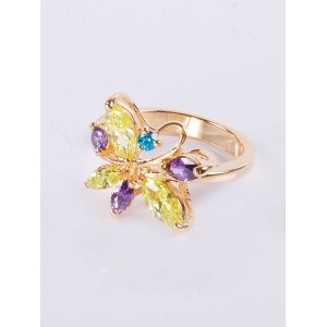 Кольцо с разноцветными фианитами "цветочная бесконечность"