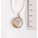 Кулон из агата белого (тонировка кофейным цветом), круг 18мм