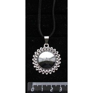 Кулон из гематита "подсолнух", круг 20мм