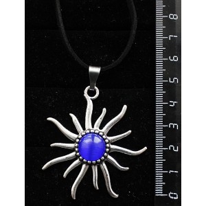 Кулон из кошачьего глаза (синт.) "солнышко", круг 12мм, цвет синий индиго