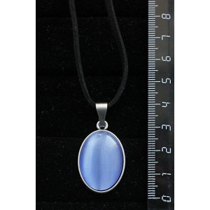 Кулон из кошачьего глаза (синт.), цвет синий лавандовый, простой овал 25х18мм