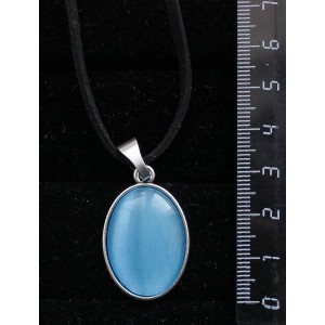 Кулон из кошачьего глаза (синт.), цвет розовый, простой овал 25х18мм