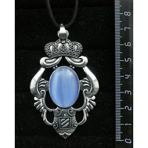 Кулон из кошачьего глаза (синт.), овал 25х18мм, цвет синий лавандовый, оправа "императрица"