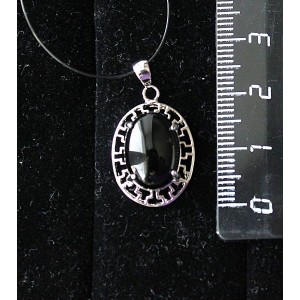 Кулон из оникса черного, родиум, греческий