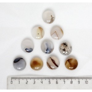 Агат белый (тонировка кофейным цветом), кабошон круг 18мм