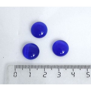 Кошачий глаз (синт.), кабошон круг 12мм, цвет синий индиго