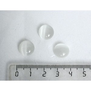 Кошачий глаз (синт.), кабошон круг 12мм, цвет белый