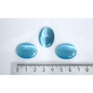 Кошачий глаз (синт.), кабошон овал 25х18мм, цвет морская волна