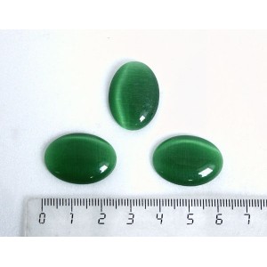 Кошачий глаз (синт.), кабошон овал 25х18мм, цвет зеленый травяной