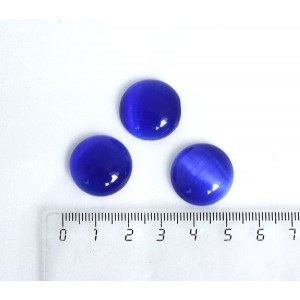 Кошачий глаз (синт.), кабошон круг 20мм, цвет синий индиго
