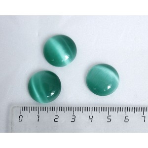 Кошачий глаз (синт.), кабошон круг 20мм, цвет зеленый мятный