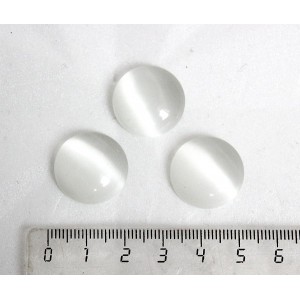 Кошачий глаз (синт.), кабошон круг 20мм, цвет белый