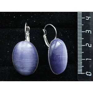 Серьги изкошачьего глаза (синт.), овал 25х18мм, цвет фиолетовый, замок петелька