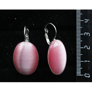 Серьги изкошачьего глаза (синт.), овал 25х18мм, цвет розовый, замок петелька