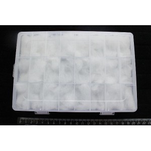 Коробка (кейс) для коллекции минералов, 24 ячейки, 19х12см, пластик+синтепон, прозрачная