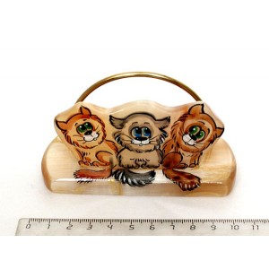 Визитница "коты трио" из селенита