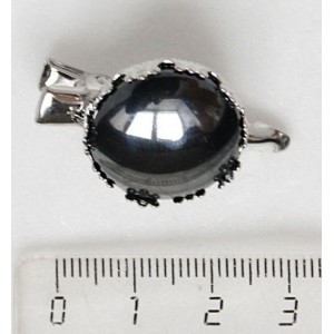 Заколка-крокодил с гематитом, круг 20мм