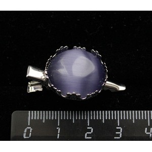 Заколка-крокодил с кошачьим глазом (синт.), цвет фиолетовый, круг 20мм