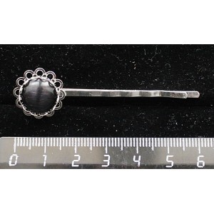 Заколка-невидимка с кошачьим глазом (синт.), круг 12мм, цвет черный