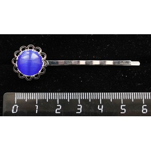 Заколка-невидимка с кошачьим глазом (синт.), круг 12мм, цвет синий индиго