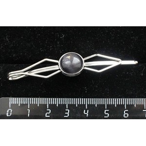 Заколка (зажим для волос) из кошачьего глаза (синт.), круг 12мм, цвет черный