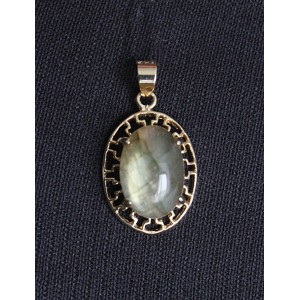 C830 Кулон из лабрадорита "греческий", позолота