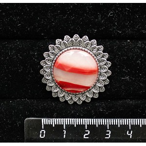 Брошь из сердолика "подсолнух", круг 20мм, огранка