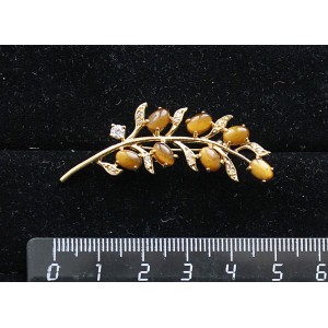 Брошь из тигрового глаза "веточка", овалы 6х4мм