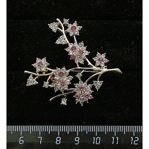 Брошь со стразами "ветка терновника", цвет золотистый