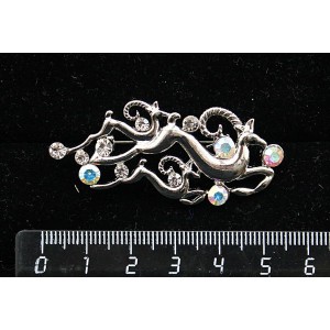 Брошь "Олени", цвет серебристый