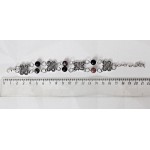 Браслет из граната и родонита, коннектор "2 змейки", шарик 8мм, на колечках