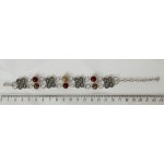 Браслет из яшмы красной и яшмы песочной, коннектор "2 змейки", шарик 8мм, на колечках