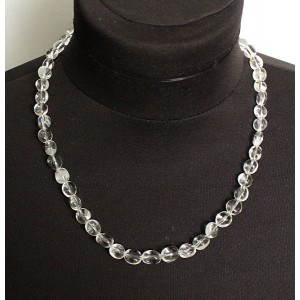 Бусы из горного хрусталя, мятый овал 7-12мм