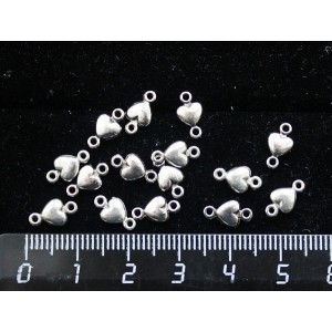 Коннектор сердечко мини 10х5мм, 2 петли, цвет серебро