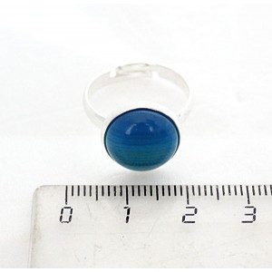 Кольцо с синим агатом (тонировка), круг 12мм, безразмерное