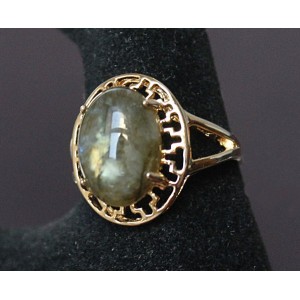 C830 Кольцо из лабрадорита "греческое", позолота