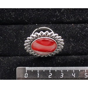 Кольцо с сердоликом, круг 20мм, огранка, "подсолнух", безразмерное