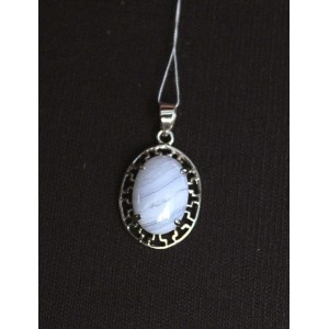 C830 Кулон C830, родиум, из агата голубого (сапфирин) "греческий"
