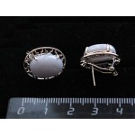 C830 Серьги родирование с агатом голубым (сапфирин) "греческие"