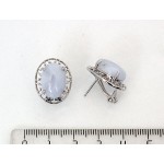 Cерьги из агата голубого (сапфирин), родиум, "греческие" замок гвоздик+лапка