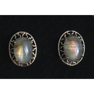 Серьги из лабрадорита "греческие" замок гвоздик+лапка