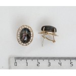 C830 Серьги из лабрадорита "греческие", позолота, замок гвоздик+лапка